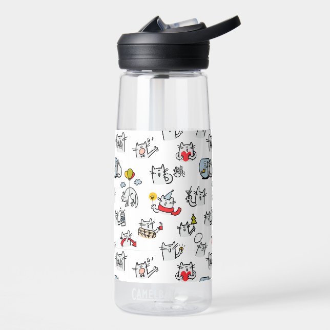 Funny cats, milk and magic. water bottle (Left)