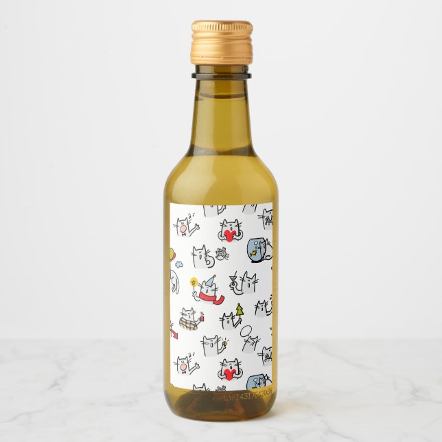 Funny cats, milk and magic. wine label (Front)