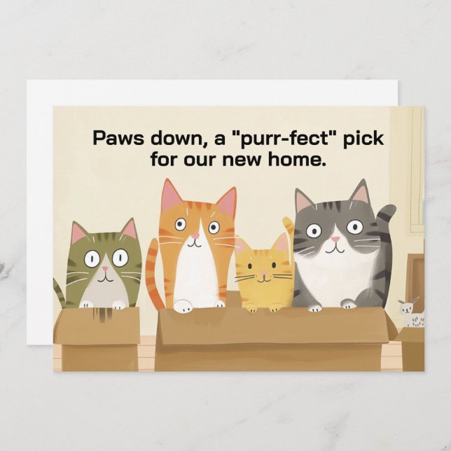 Funny Cats New Home Moving Announcement (Front/Back)