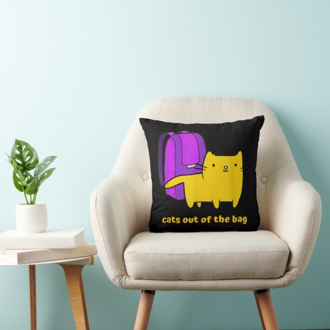 Funny Cats Out of The Bag Cushion (Chair)