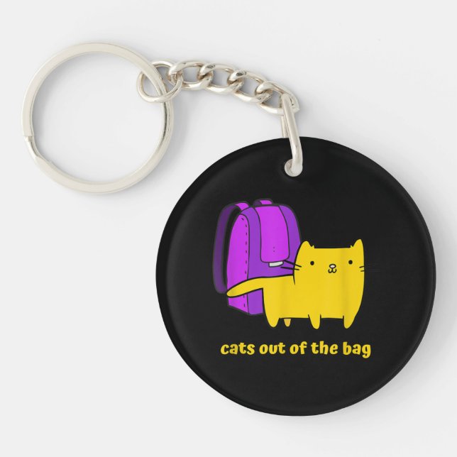 Funny Cats Out of The Bag Key Ring (Front)