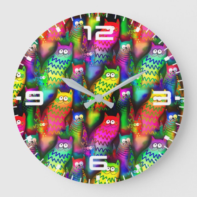 Funny Cats Pattern-54578 Large Clock (Front)