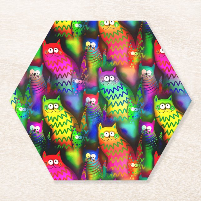 Funny Cats Pattern-54578 Paper Coaster (Front)