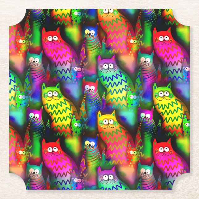 Funny Cats Pattern-54578 Paper Coaster (Front)