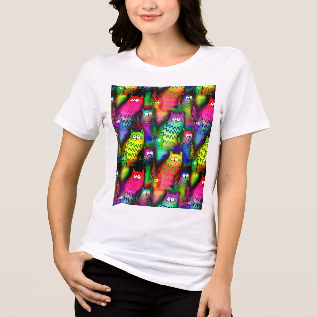 Funny Cats Pattern-54578 Tri-Blend Shirt (Front)
