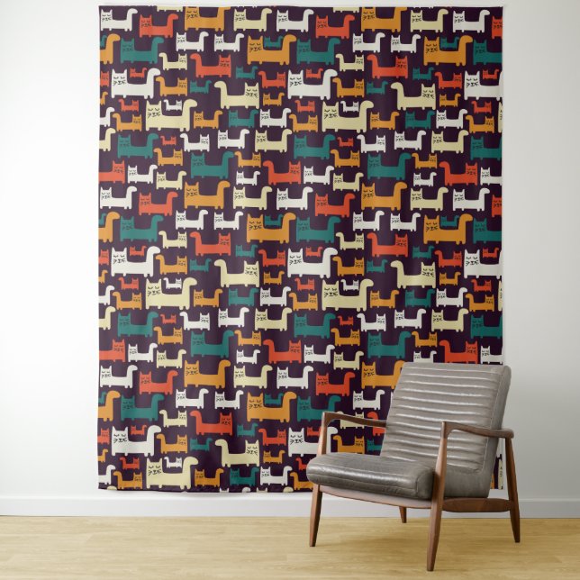 Funny Cats Pattern tapestries (In Situ)