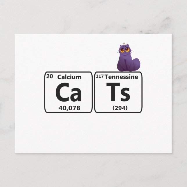 Funny Cats Periodic Table Elements Funny Science T Postcard (Front)