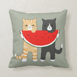 Funny Cats Pillow Cat Watermelon Throw Pillow