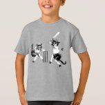 Funny Cats Playing Cricket T-Shirt<br><div class="desc">Humorous cricketing gifts for all occasions.</div>