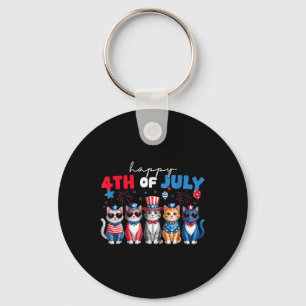 Funny Cats Proud Happy 4th Of July Shirt For Men W Key Ring