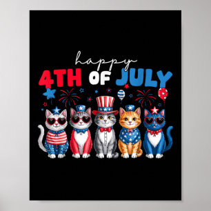 Funny Cats Proud Happy 4th Of July Shirt For Men W Poster