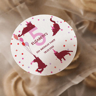 Funny Cats Purrfect Birthday Party Classic Round Sticker