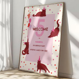 Funny Cats Purrfect Birthday Party Welcome Poster