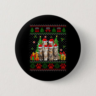 Funny Cats Santa Hat Christmas Tree Ugly Christmas 6 Cm Round Badge