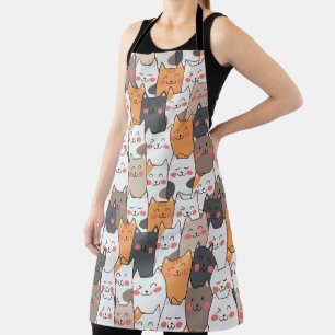 funny cats seamless pattern apron