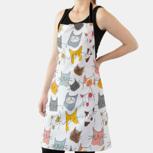 funny cats seamless pattern apron