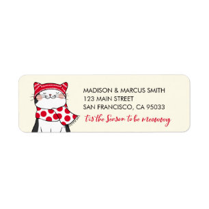 Funny Cats Season To Be Merry Holiday Greeting Return Address Label