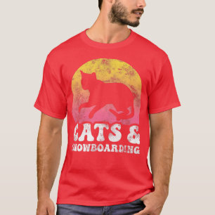 Funny Cats & Snowboarding Vintage Retro Hobby T-Shirt