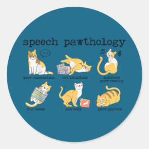 Funny cats speech therapy language pathologist slp classic round sticker