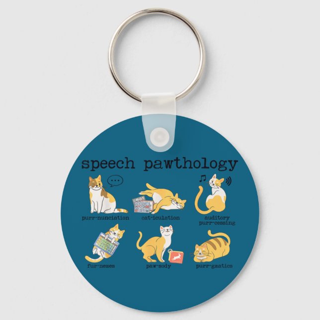 Funny cats speech therapy language pathologist slp key ring (Front)