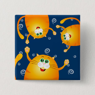 Funny cats, square magnet 15 cm square badge