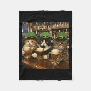 Funny Cats St Patricks Day Fleece Blanket