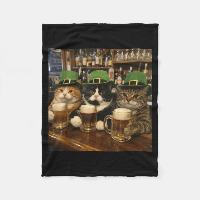 Funny Cats St Patricks Day Fleece Blanket (Front)