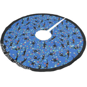  Funny Cats Tangled in Christmas Lights Custom Brushed Polyester Tree Skirt