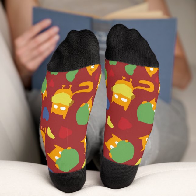 Funny cats with hearts. socks (Bottom)