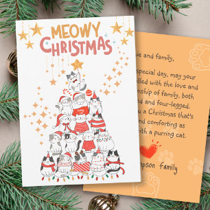 Funny Cats Xmas Tree Meowy Christmas Holiday  Card