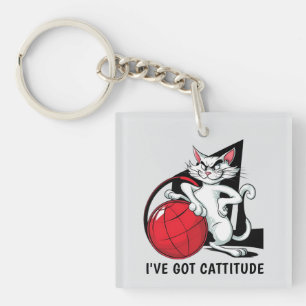 Funny Cattitude Cat Key Ring