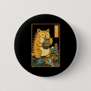 Funny Catzilla Anime Ramen Japanese Cat Men Women 6 Cm Round Badge