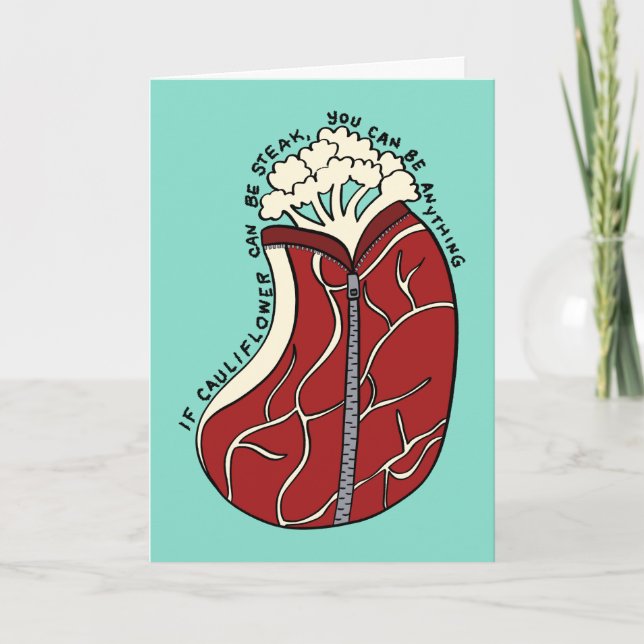 Funny Cauliflower Steak Encouragement Card (Front)