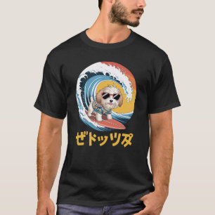 Funny Cavachon Japanese Kanagawa Wave Dog T-Shirt
