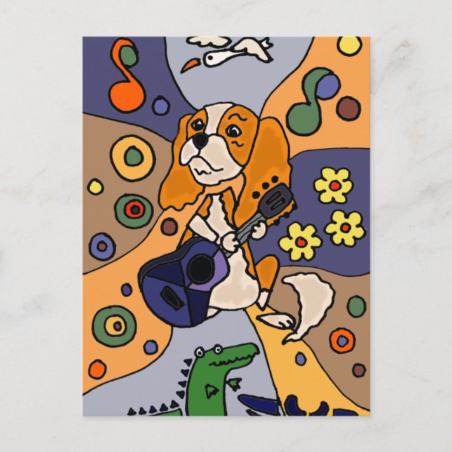 Funny Cavalier King Charles Spaniel Dog Abstract Postcard (Front)