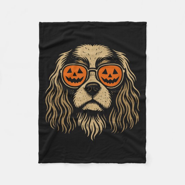 Funny Cavalier King Charles Spaniel Halloween with Fleece Blanket (Front)