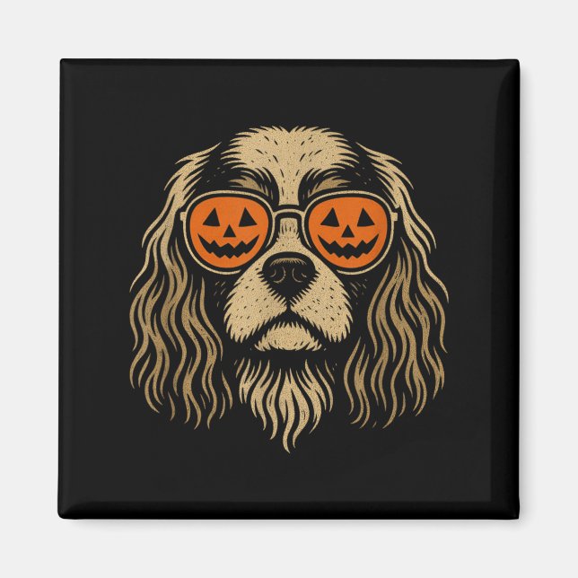Funny Cavalier King Charles Spaniel Halloween with Magnet (Front)