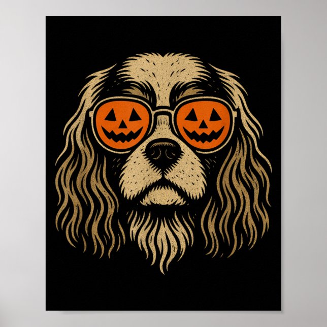Funny Cavalier King Charles Spaniel Halloween with Poster (Front)