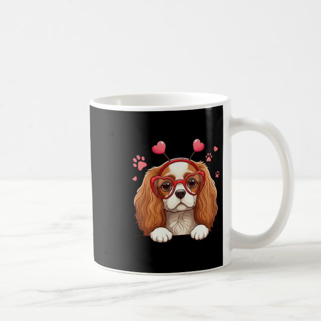 Funny Cavalier King Charles Spaniel Heart Headnd V Coffee Mug (Right)
