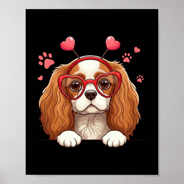 Funny Cavalier King Charles Spaniel Heart Headnd V Poster (Front)