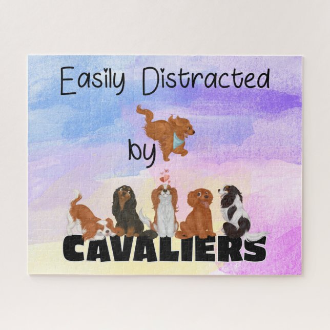 Funny Cavalier King Charles Spaniels  Jigsaw Puzzle (Horizontal)