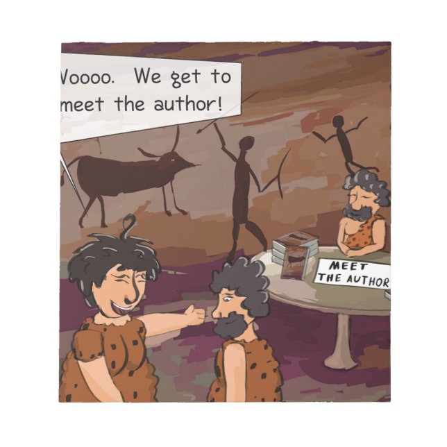 Funny Caveman Author "Meet The Author" Notepad (Front)