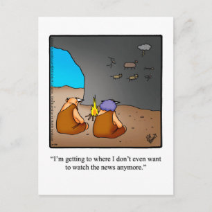 Funny Caveman News Humour Postcard