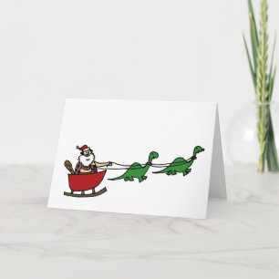 Funny Caveman Santa Claus Holiday Card