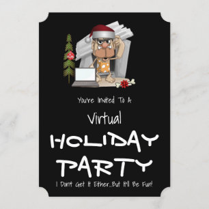Funny Caveman Virtual Holiday Party Invitation