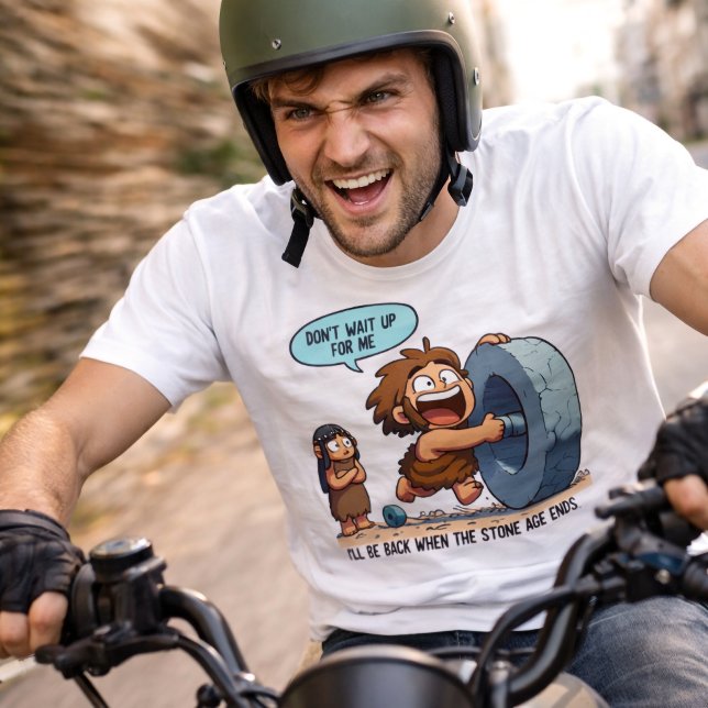 Funny Caveman Wheel Stone Age Humour T-Shirt Tri-Blend Shirt (Creator Uploaded)