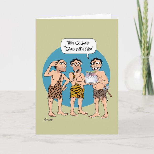 Funny Cavemen Birthday Card (Front)