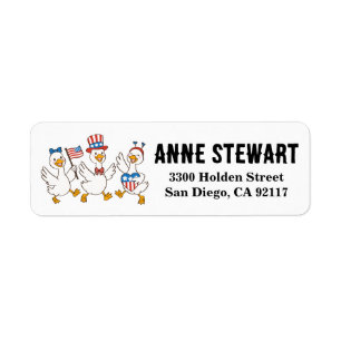 Funny celebrating 4th of July Goose trio Return Address Label