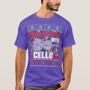 Funny Cello Music Lover Xmas Lighting Ugly Cello C T-Shirt