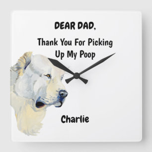 Funny Central Asia Shepherd Dad Watercolor Canine Square Wall Clock